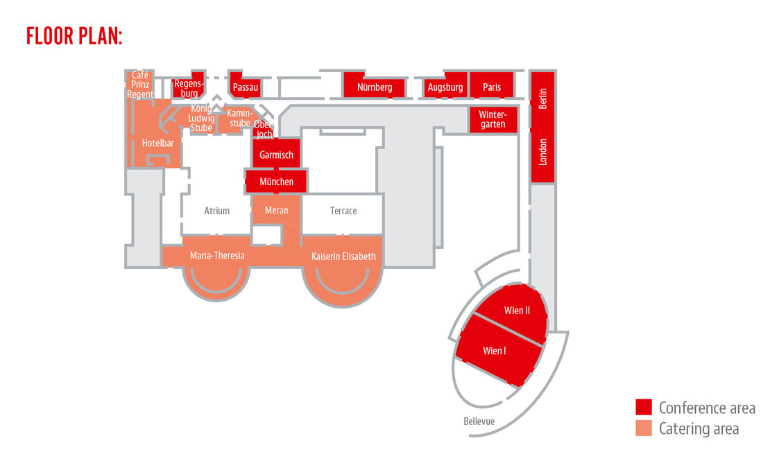 Lageplan Räume The Monarch in Englisch