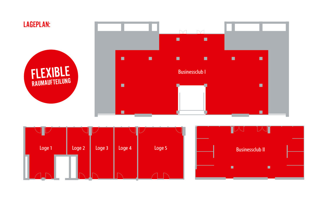 Lageplan Räume Jahnstadion in Englisch